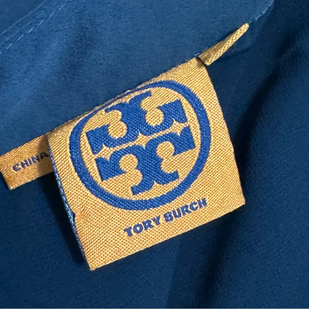 Tory Burch Silky Pleated Parch Pocket Navy Skirt 4